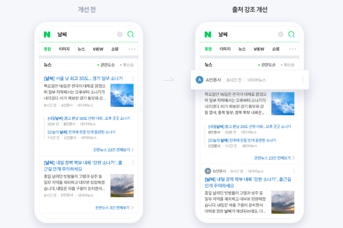 네이버 모바일 뉴스 검색화면 개편, 기사 제목보다 언론사 강조