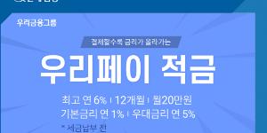 우리은행, 우리페이 이용실적 따라 최고 6% 금리 주는 적금 내놔 