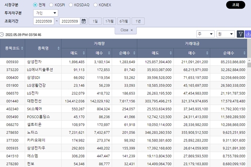 [증시 돋보기] 개인투자자 순매수 1위 삼성전자, 2위 LG에너지솔루션