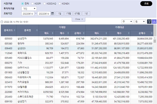 [증시 돋보기] 개인투자자, 삼성전자 담고 LG엔솔 에코프로비엠 팔아