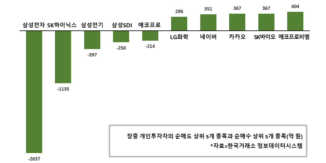 [증시 돋보기] 개인투자자 삼성전자와 SK하이닉스 던져, 에코프로비엠 담아