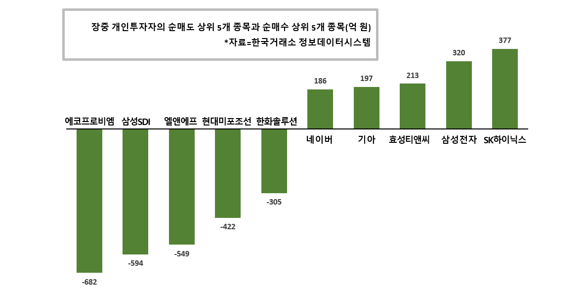 [증시 돋보기] 개인투자자, 4일째 에코프로비엠 던지고 SK하이닉스 담아