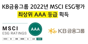 KB금융, 모건스탠리캐피털인터내셔널 ESG평가에서 최상위등급 획득