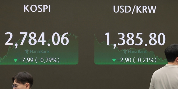 코스피 3거래일 만에 내려 2780선 마감, 코스닥 830선 약세