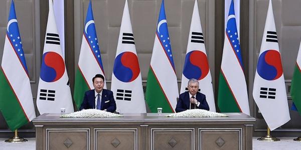 한-우즈벡 교역·공급망·에너지 협력 확대, 윤석열 “두 나라 시너지 극대화”