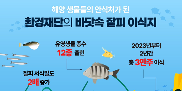 환경재단 잘피숲 3만주 조성사업에 성과, 