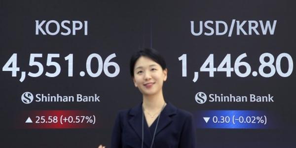 코스피 외국인 매수세에 4550선 상승 마감, 장중 사상 첫 4600선 돌파