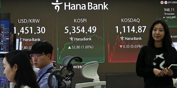 코스피 외국인·기관 쌍끌이에 5350선 상승 마감, 원/달러 환율 1450.1원