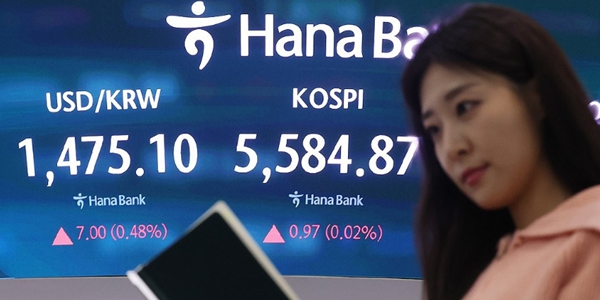 코스피 5580선 강보합 마감, 원/달러 환율 1476.4원까지 상승