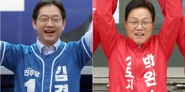 [6·3 판세/경남지사] 김경수 '메가시티 35조 증발' vs 박완수 '통계 왜곡', 오차 범위 접전