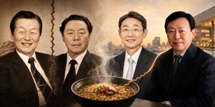 롯데·농심 창업주 시대 '라면 앙금'은 옛말, '사촌' 신동빈·신동원 시