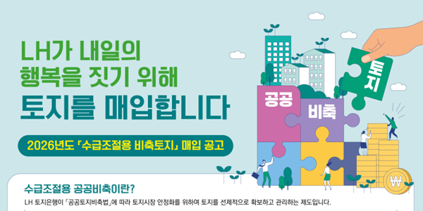 LH '수급조절용 비축 토지' 첫 공모, 수도권 유휴부지 5천억 규모 매입